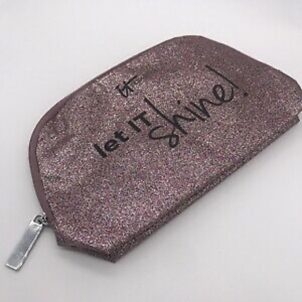 IT COSMETICS Rose Glitter "let IT shine!" Makeup Bag Cosmetics Case